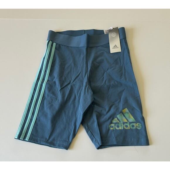 Adidas Women's 3 Stripe Two Tone High Waist Bike Shorts Size Small NEW - Picture 1 of 7